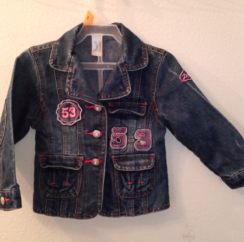Baby club blue denim patched jacket
